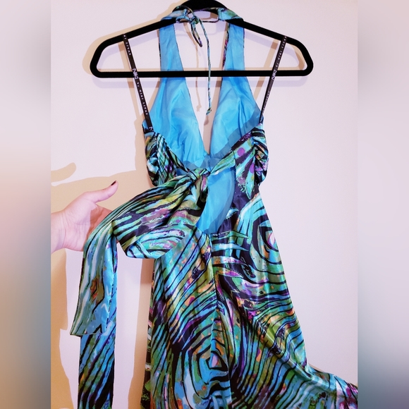 Turquoise Halter Dress - Size 2 - Picture 9 of 10